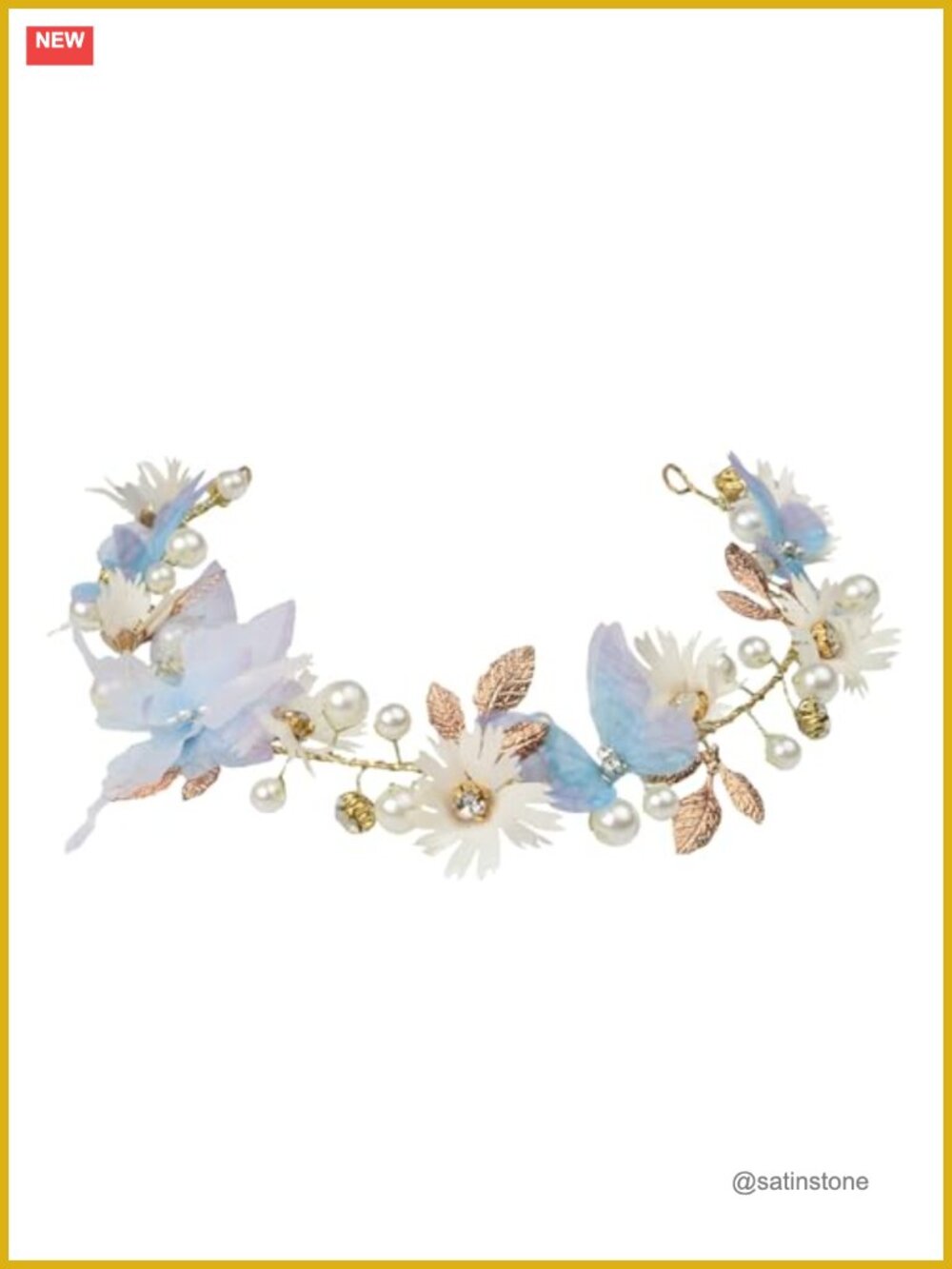 Butterfly Headband Hair Accessory with Pearls Rhinestones Beads Tulle for